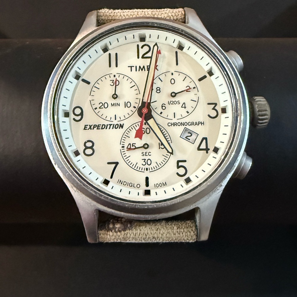 Timex Expedition Chronograph Watch - Silver and Cream